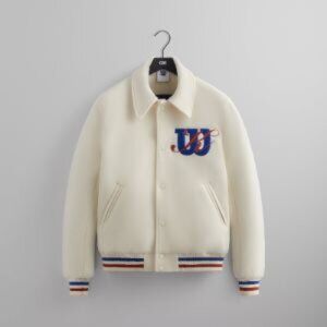 Wilson Varsity Jacket Cream Blue‎ Red White USA Made Mens Size Large